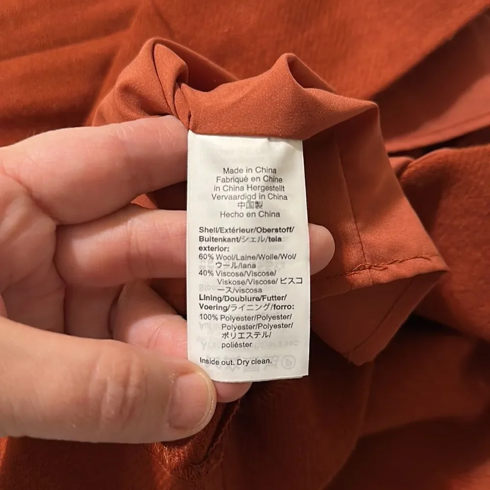 Madewell 2 Rust Brown Wool Blend Mini Pencil Skirt with Front Pockets